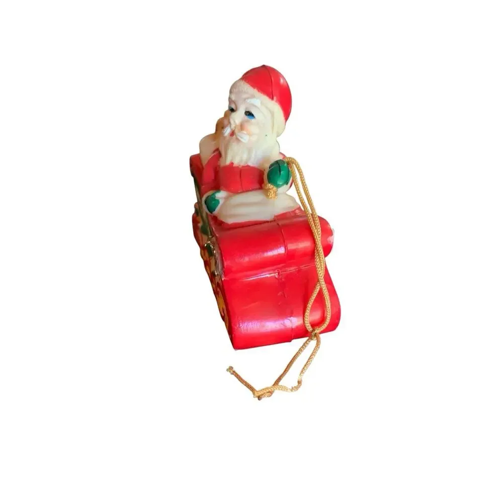 Soft Rubber Santa Claus & Sleigh Loaded with Presents Ornament‎ Christmas Japan